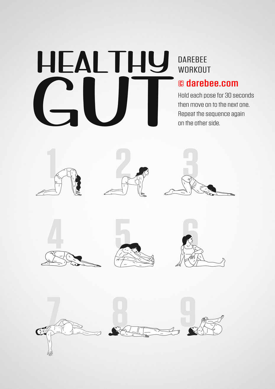 Healthy Gut is a yoga-based Darebee home-fitness workout that helps you feel re-energized.