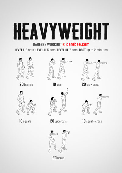 Heavyweight is a Darebee, home-fitness, combat-skills based, full-body aerobically intensive and cardiovascular demanding, full-body workout.