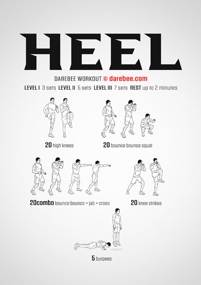 Heel is a Darebee home-fitness workout that will have your body moving, your lungs working and your heart pumping,