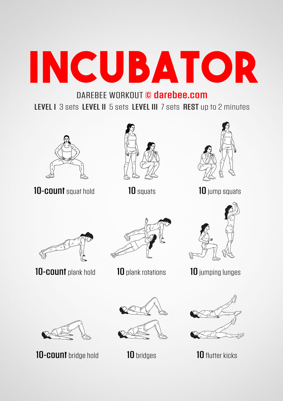 Incubator is a full body Darebee, home-fitness, strength workout you can do anywhere, any time.