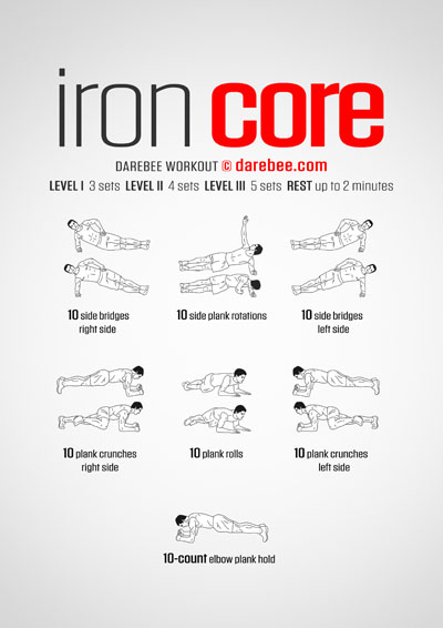 Iron Core is a DAREBEE no-equipment home fitness abs and core workout that will leave you feeling stronger than before when you finish it.