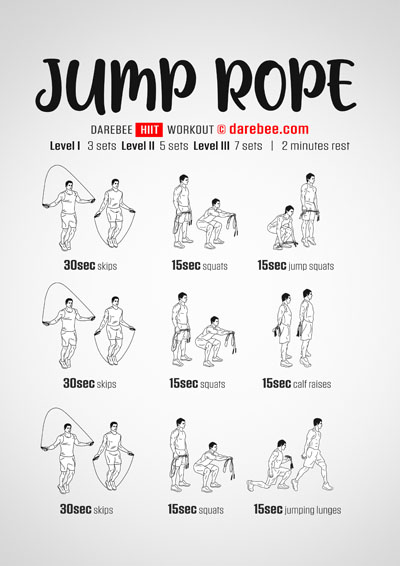 Jump Rope is a Darebee home-fitness High Intensity Interval Training workout you can do at home. 