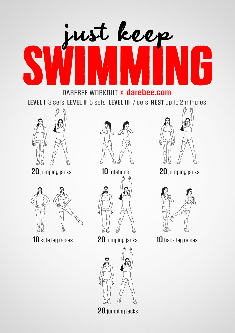 Just Keep Swimming is a Darebee home-fitness workout that helps your mind and body be strong.  