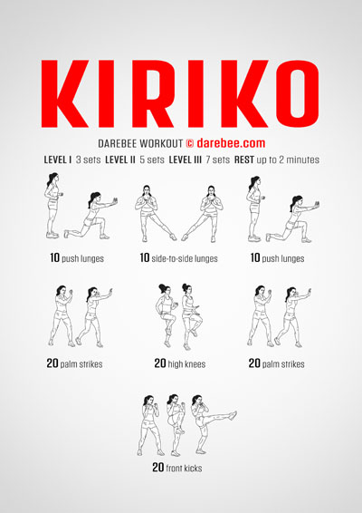 Kiriko is a Darebee home-fitness workout that combines a series of combat moves designed to help your body become fitter and your mind sharper.
