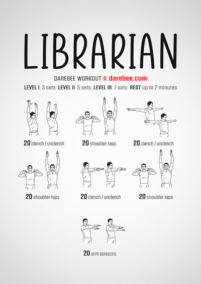 Librarian is a Darebee home-fitness upper body workout that will help you move your body but will not drain your battery. 