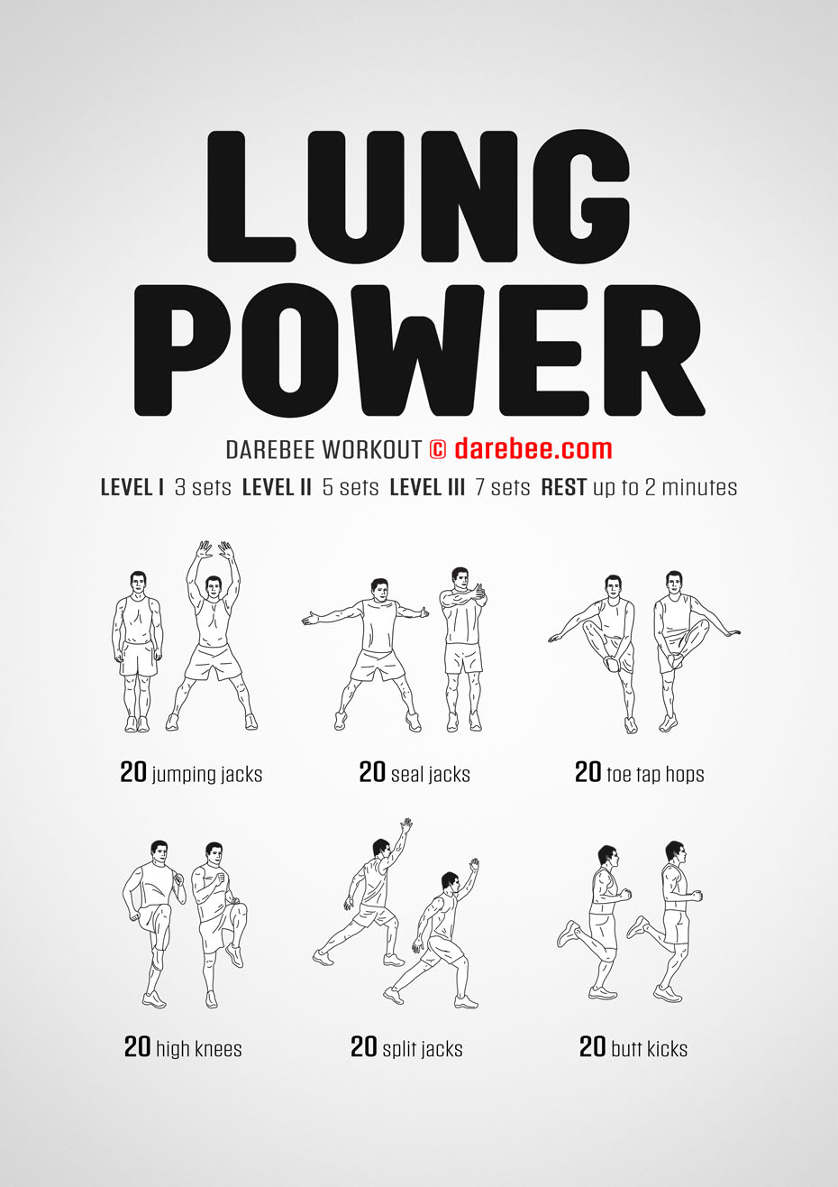 Lung Power is a Darebee home fitness workout that helps you work your diaphragm muscles but also gets your body temperature up and your blood flowing throughout your body.
