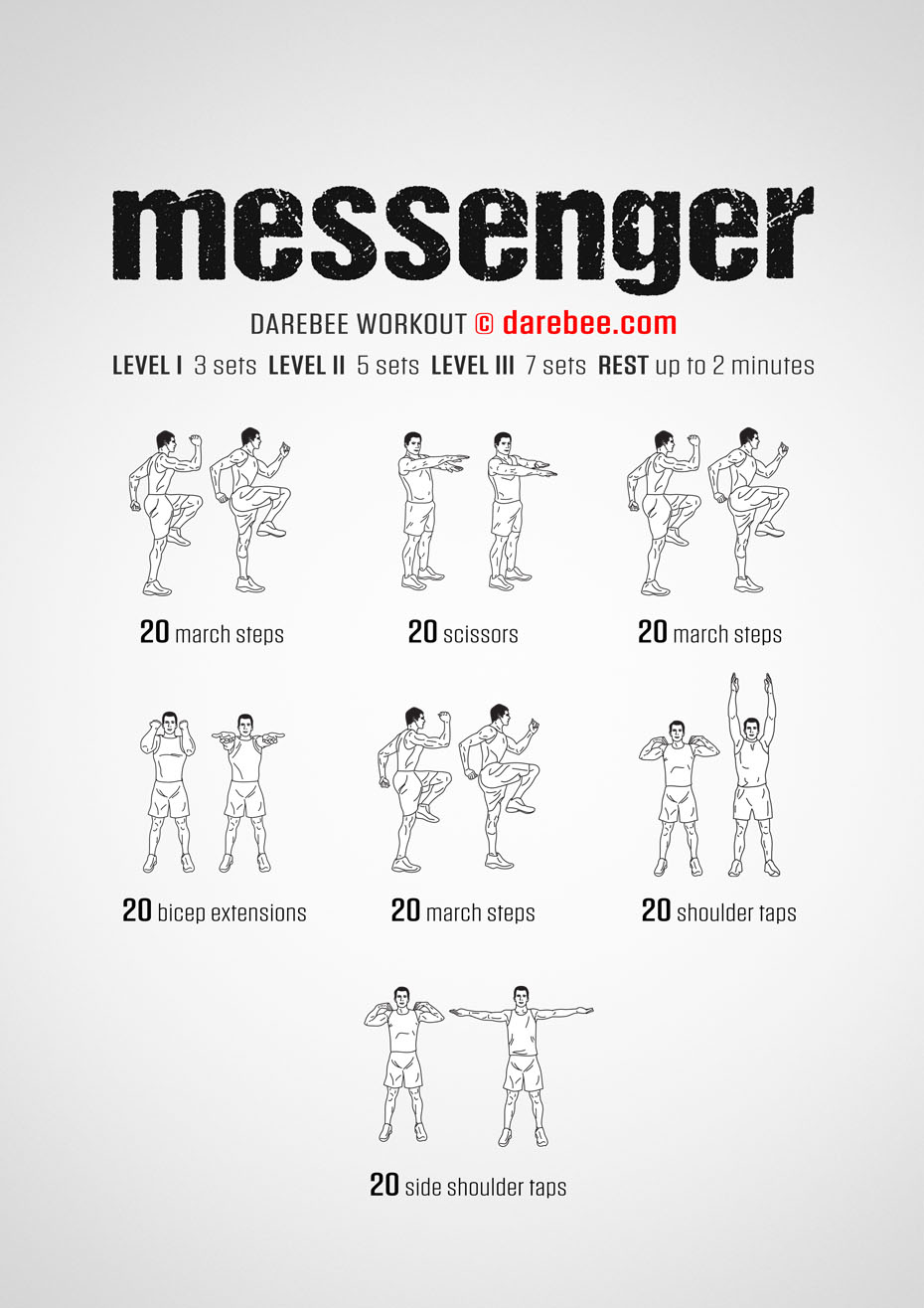 Messenger is a Darebee home fitness total-body strength workout