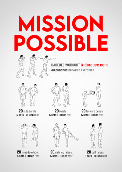 Mission Impossible is a Darebee home-fitness workout that targets the entire body for that full-body workout feeling.
