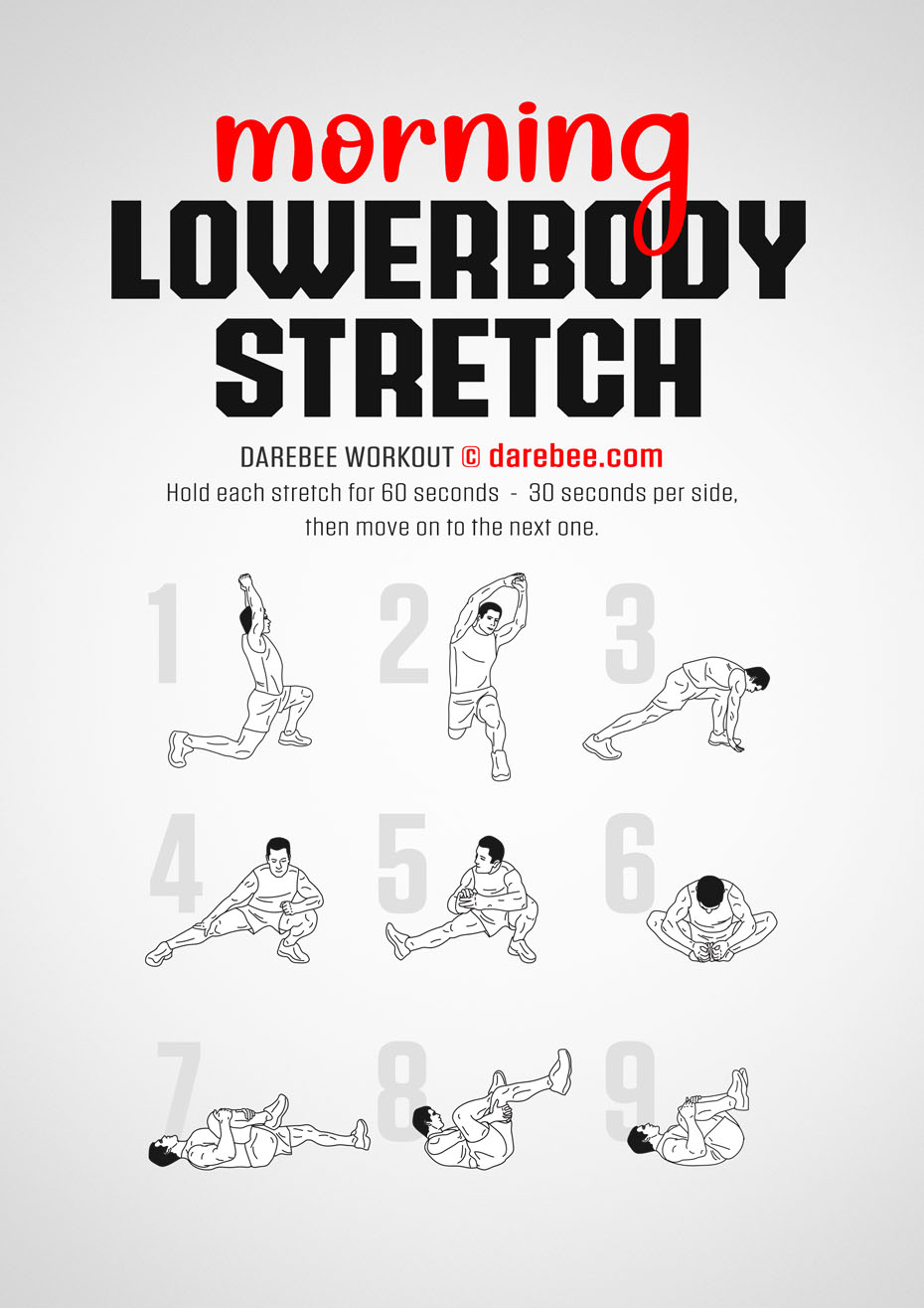 Morning Lowerbody Stretch is a DAREBEE no-equipment home fitness workout that helps you remain agile, flexible and mobile. 