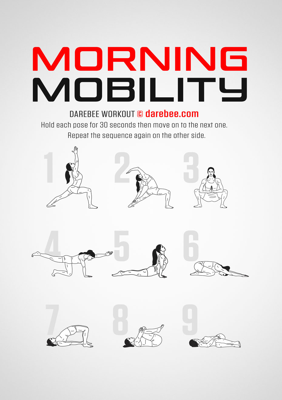 Morning Mobility is a Darebee home fitness workout you could do in the morning to help you feel energetic and agile.
