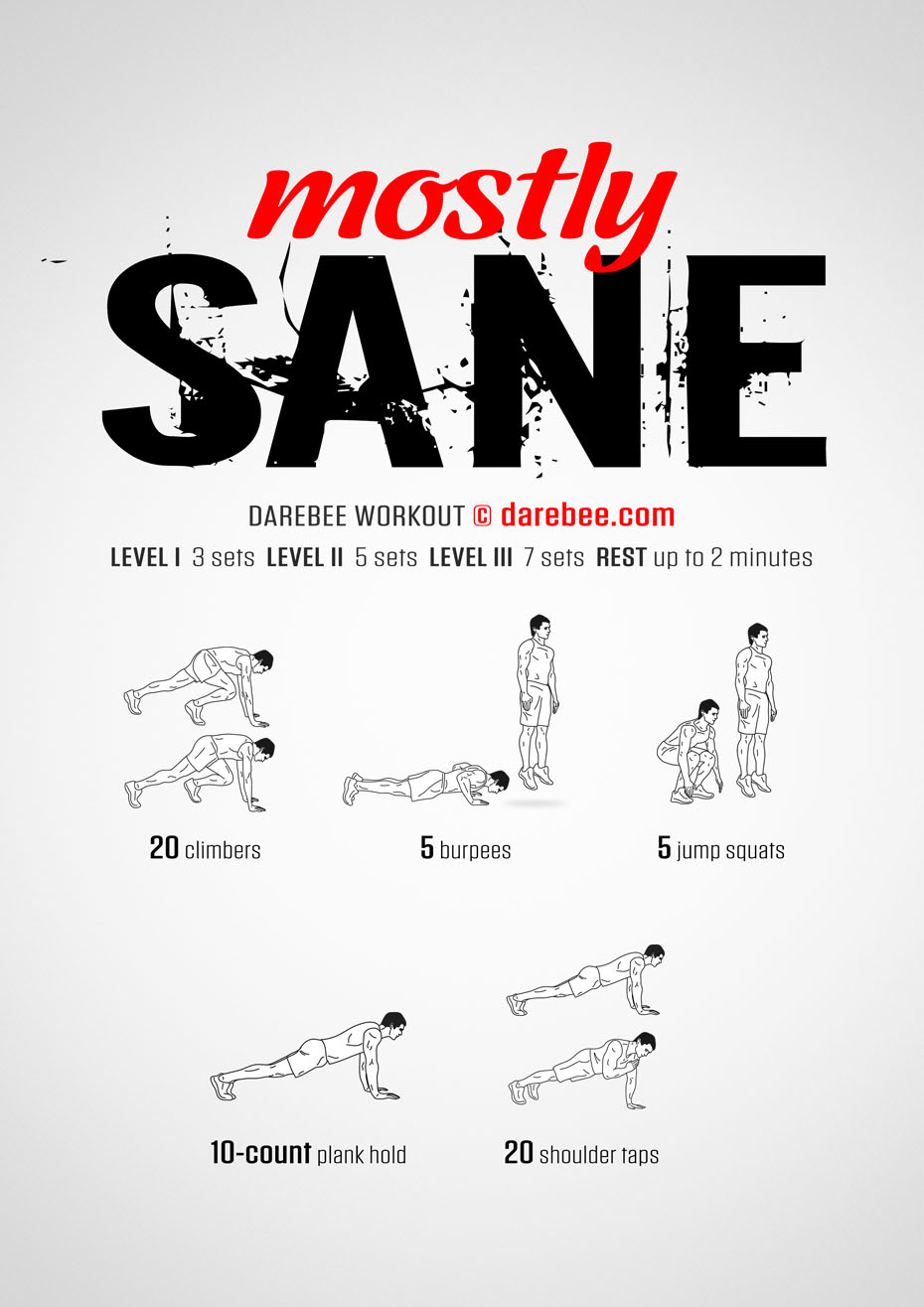 Mostly Sane is exactly how you feel after doing this Darebee home fitness workout.