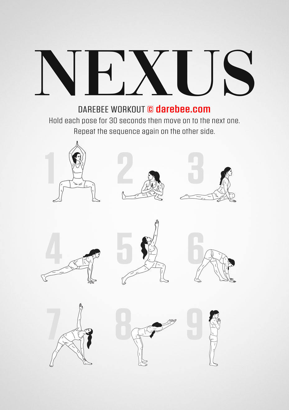 Nexus is a Darebee home fitness, yoga-based gentle workout that will help your body and mind re-connect and rejuvenate.