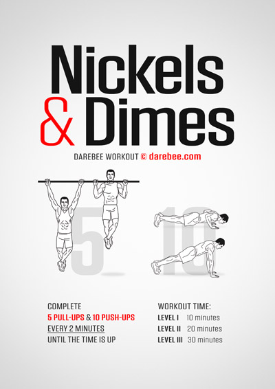 Nickels & Dimes is a DAREBEE home fitness advanced upper body strength building workout that will torch your upper body muscles.