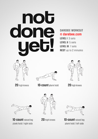 Bot Done Yet! is a DAREBEE home fitness no equipment workout thats great for beginners plus it's fun to do.