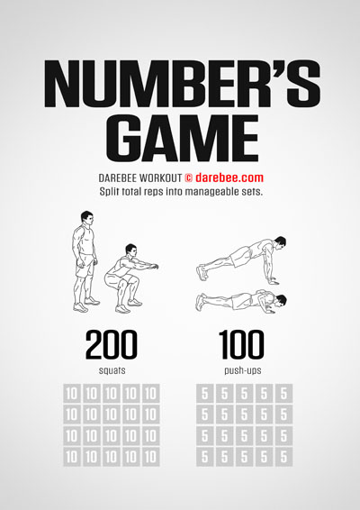Number's Game is a Darebee home strength workout that helps you feel stronger and be healthier. 