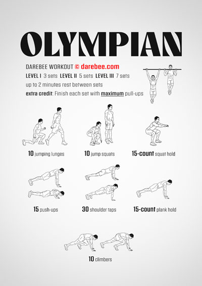 Olympian is a DAREBEE home-fitness, total body strength and tone workout that will make you feel stronger and be healthier in the shortest time possible.