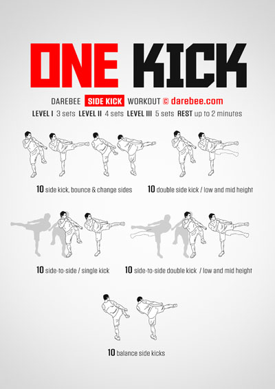 One Kick is a Darebee home-fitness combat moves based workout that helps you get to grips with your side-kick technique.