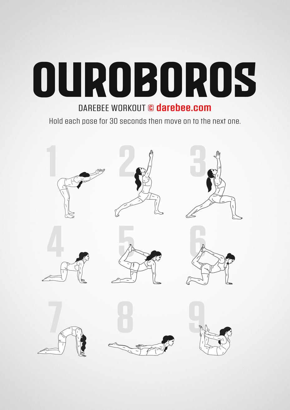 Ouroboros is a Darebee home fitness workout that helps you develop flexibility, agility and great muscle control over your own body.