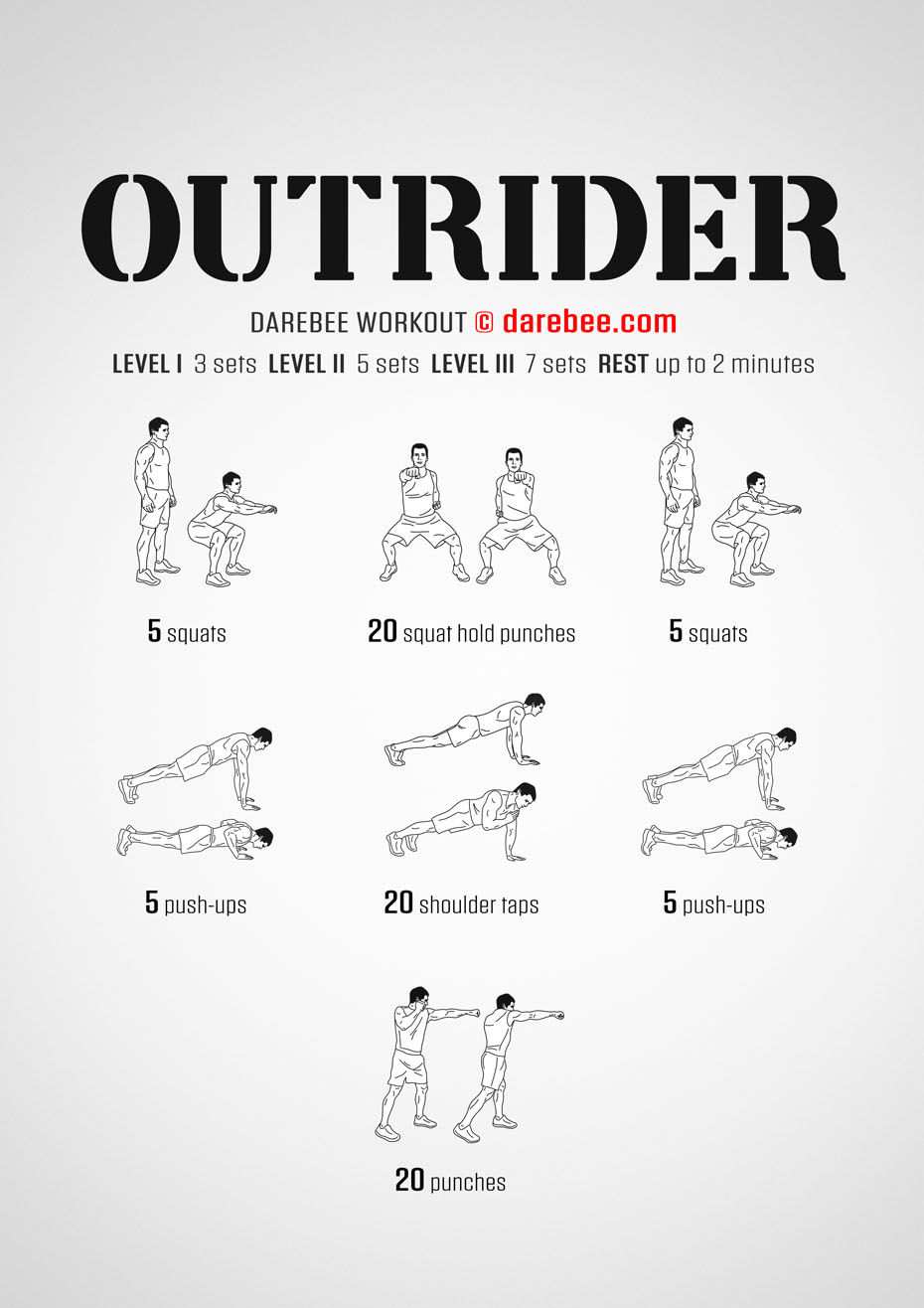 Outrider uses a combination of both dynamic and static exercises to raise your body temperature and improve your fitness level.