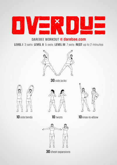 Overdue is a DAREBEE fast-moving, mood-lifting no-equipment aerobic and cardiovascular workout that will not drain your batteries while it helps maintain your fitness.