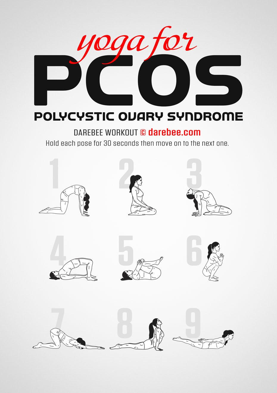 Yoga for PCOS is a Darebee home-fitness, yoga-based workout designed to help relieve polycystic ovary syndrome symptoms.