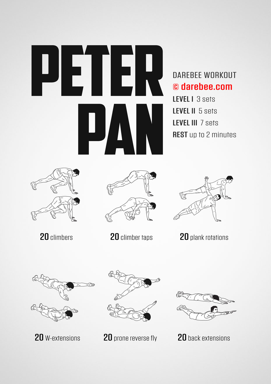 Peter Pan is a Darebee home-fitness workout designed to challenge your entire body.