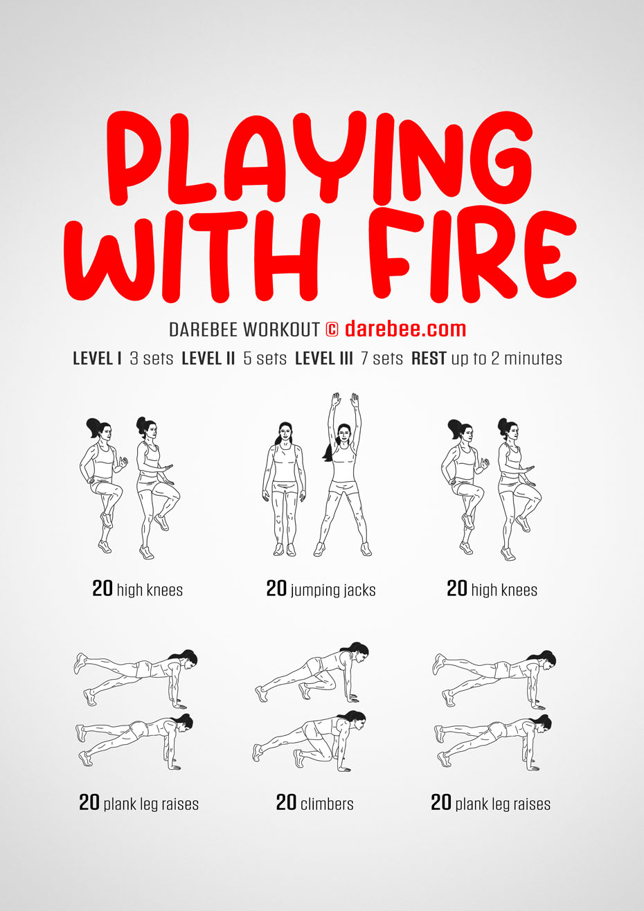 Playing With Fire is a Darebee no-equipment home strength training workout.