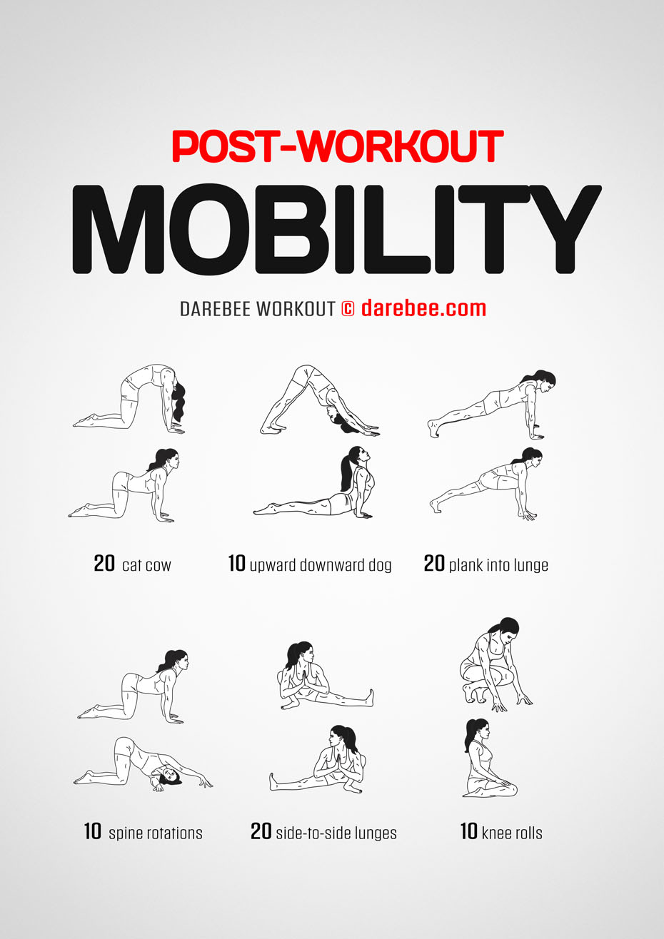 Post-Workout Mobility is  Darebee home-fitness workout that helps you develop greater range of motion.