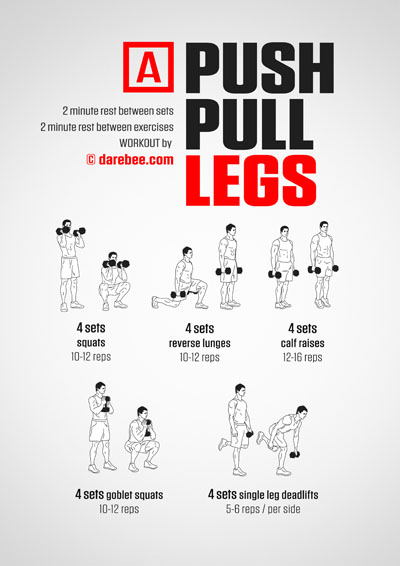Darebee home-fitness Push, Pull, Legs (PPL) workout designed to help you build strength. 