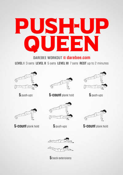 Push-up Queen is a Darebee no-equipment, home fitness workout.