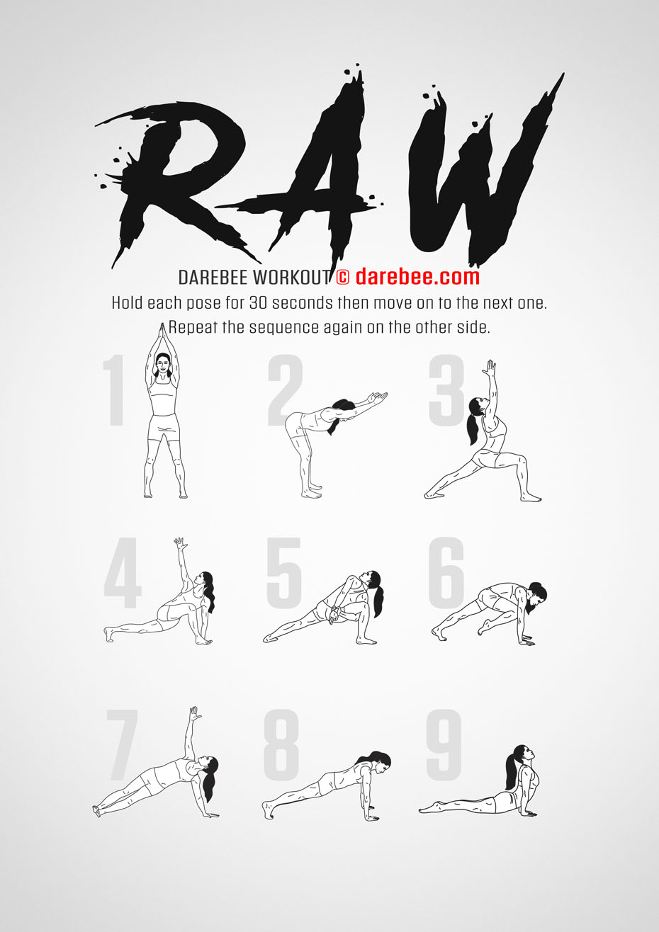 RAW is a Darebee home-fitness yoga-based tendon strength and flexibility workout.