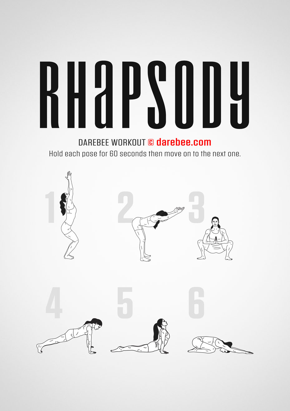 Rhapsody is a Darebee no-equipment home-fitness bodyweight workout that simply makes you feel good.
