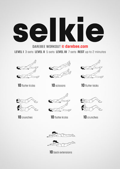 Selkie is a Darebee home fitness workout that works your abs and core without neglecting the network of tendons that make your muscles feel more powerful and your body more agile.