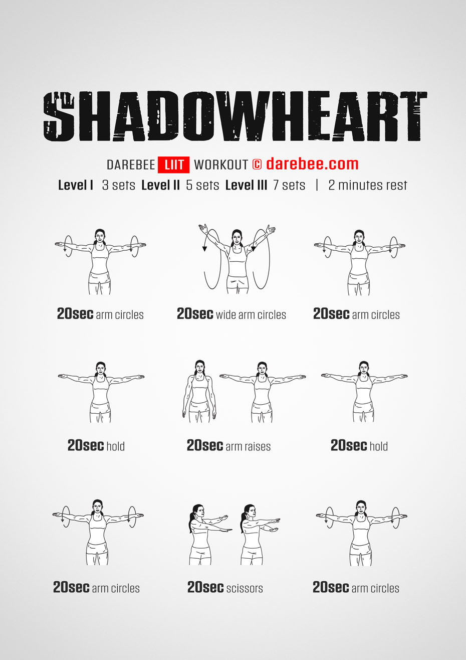 Shadowheart is a Darebee home-fitness Low Intensity Interval Training (LIIT) workout that helps you get fit without putting a strain on your joints.
