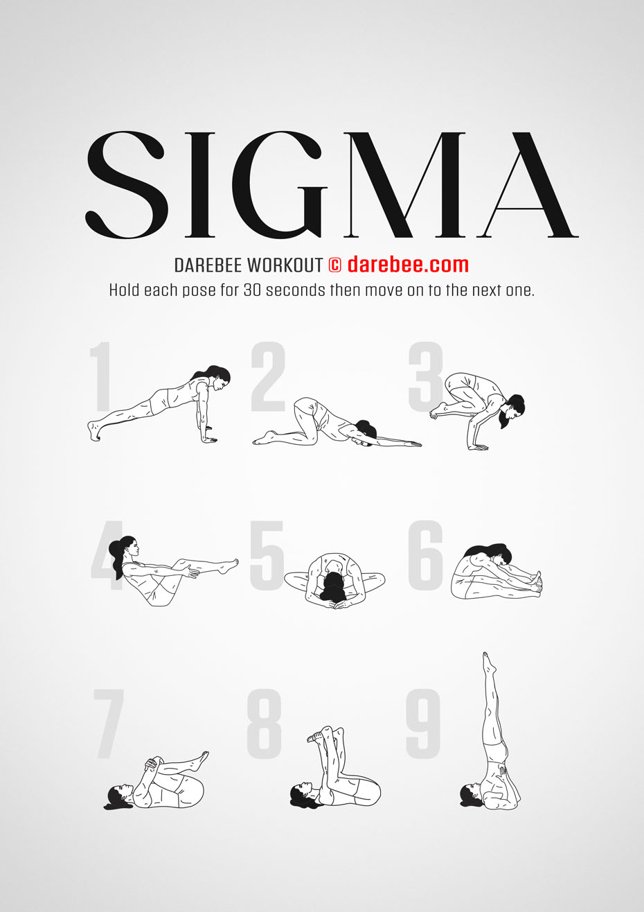 Sigma is a DAREBEE yoga-based home fitness stretch and strength workout that helps you redefine your mobility and increase your agility.
