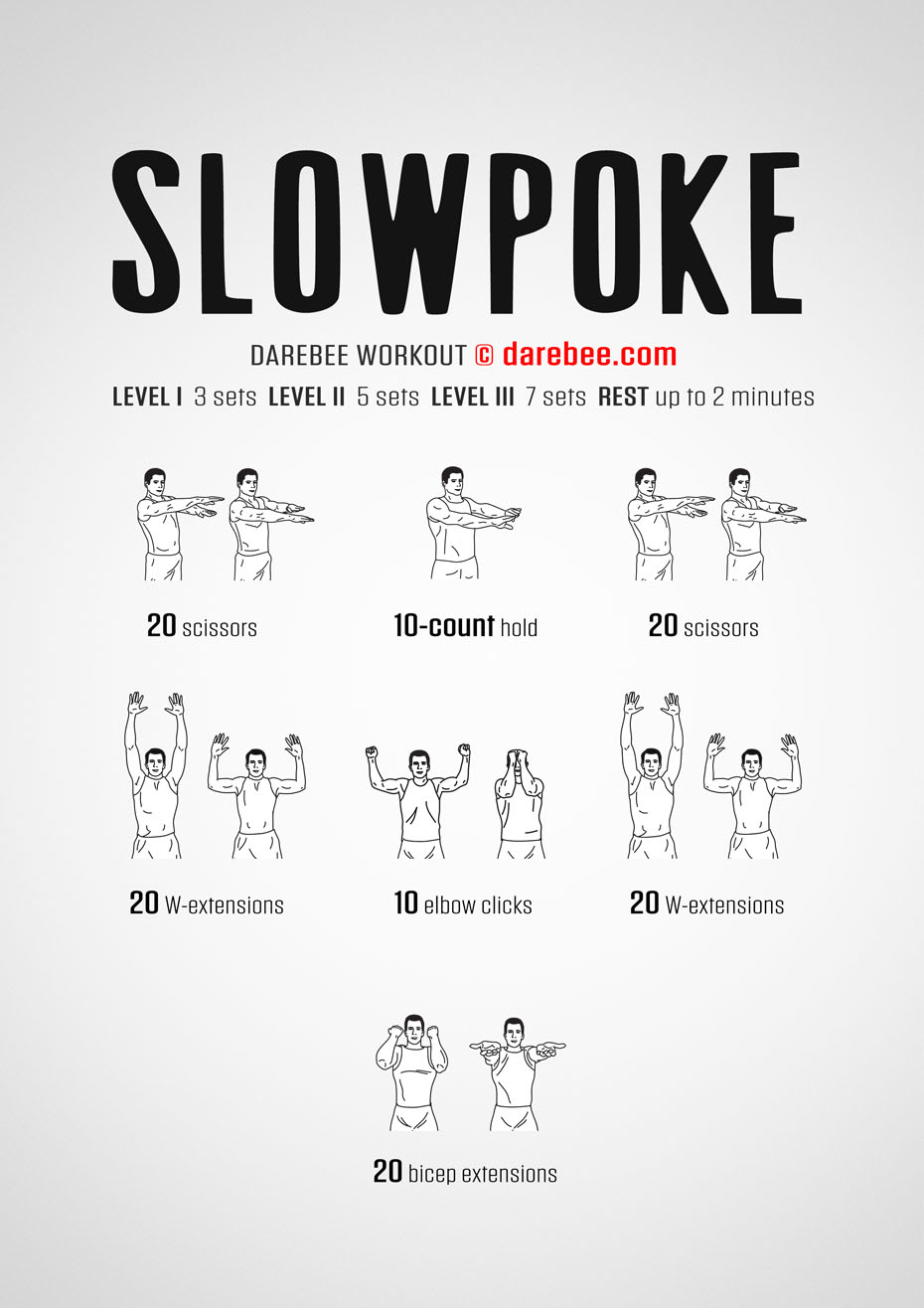 Slowpoke is a low-intensity Darebee home-fitness workout that will not exhaust you but will still get your blood flowing through your body and help bring your body temperature up.