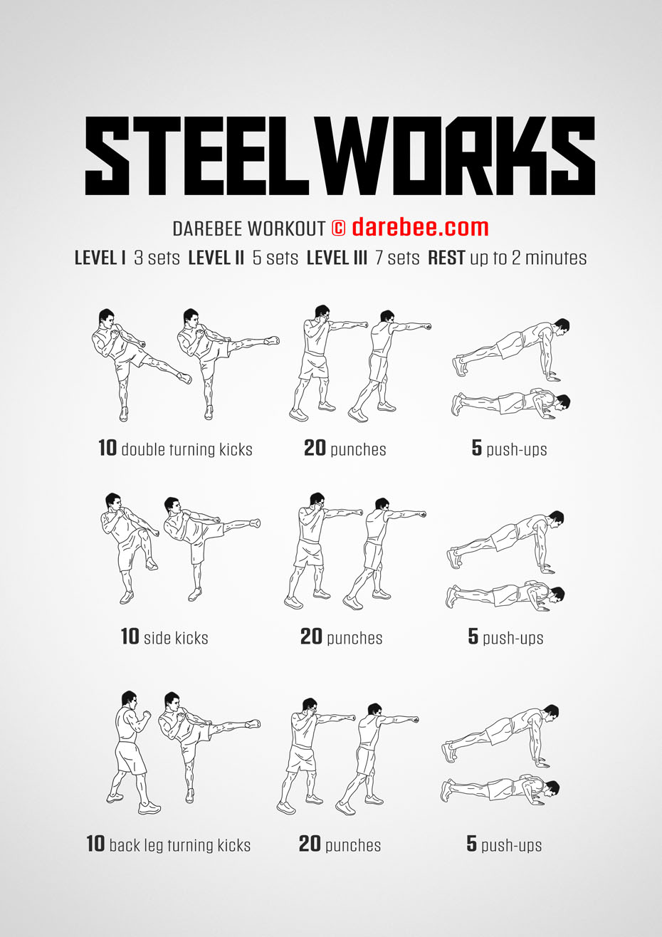 Steel Works is a DAREBEE total body strength home fitness video that helps you feel stronger and be healthier.