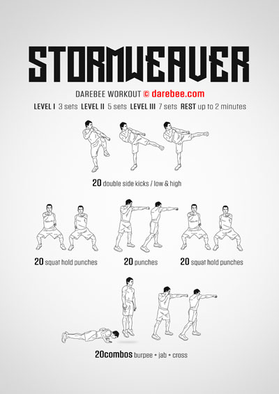 Stormweaver is a martial-arts based Darebee home-fitness workout that helps make you stronger and smarter and fitter.