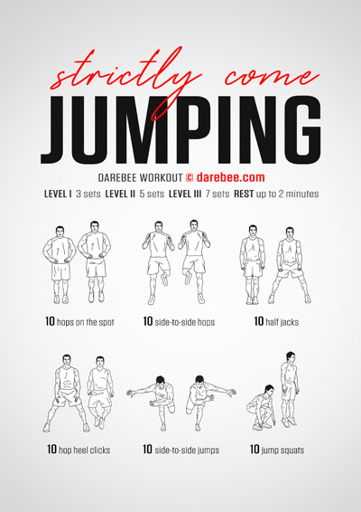 Strictly Come Jumping is DAREBEE home fitness no-equipment cardiovascular and aerobic fitness workout.
