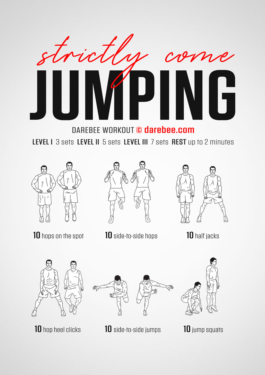 Strictly Come Jumping is DAREBEE home fitness no-equipment cardiovascular and aerobic fitness workout.