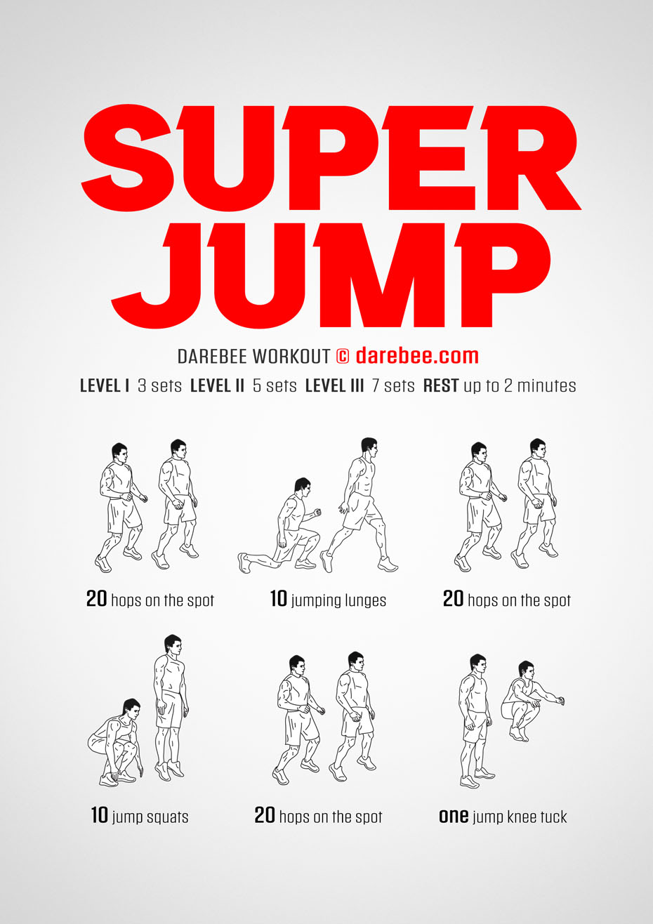 Super Jump is a Darebee home-fitness home-cardio workout that helps you develop amazing lower body strength.