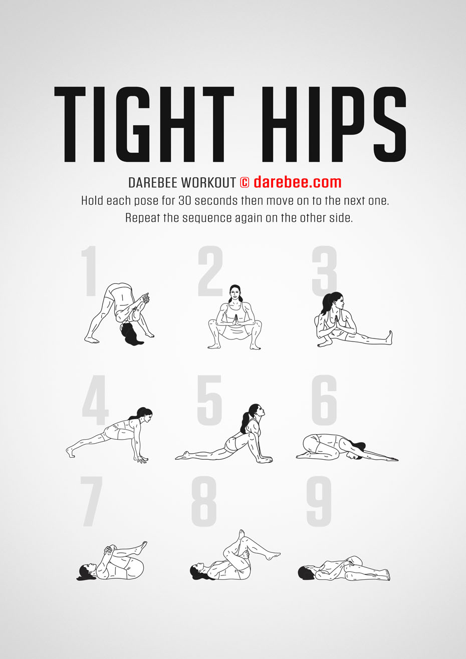 Tight Hips is a workout that helps you improve flexibility on your hips and pelvic girdle which helps prevent injury and gives a greater sense of freedom when you move.