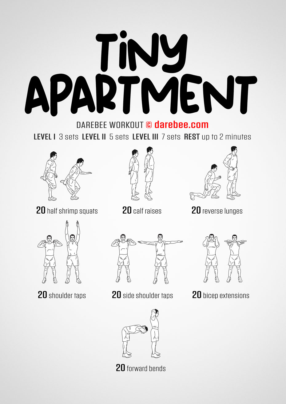 Tiny Apartment is a Darebee home-fitness workout you can do in virtually any tight space. 