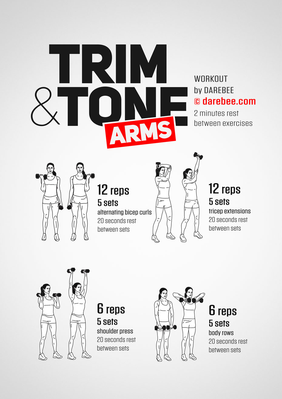 Arm workouts and shoulder exercises for tone biceps and triceps