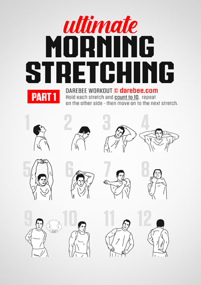 Ultimate Morning Stretching is a DAREBEE no-equipment home fitness morning stretching routine workout that will leave you feeling great after you have done it.