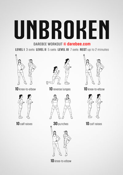 Unborken is a DAREBEE home fitness no equipment full body strength workout you can do at home to get stronger without any equipment. 