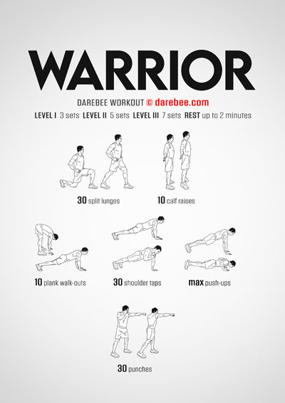 Warriro is a Darebee home-fitness workout that uses no equipment to help you become stronger, faster and more durable.